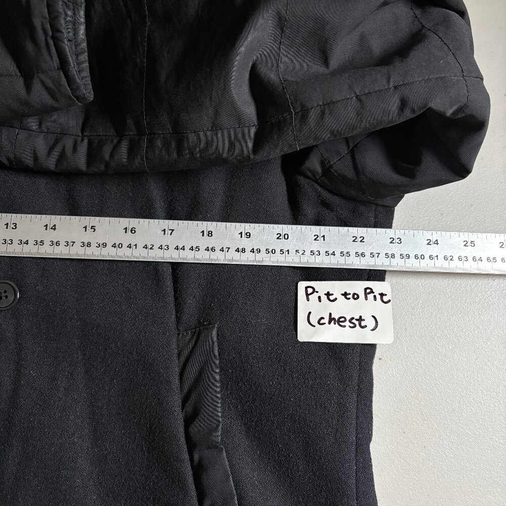 John Varvatos USA Wool Blend Hooded Peacoat Jacket - Men's Size L - Black - Picture 12 of 15